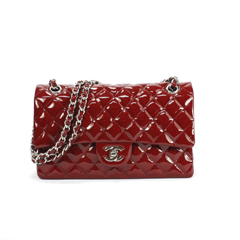 샤넬 페이던트 클래식 미듐 다크레드 은장