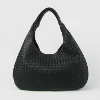 보테가 베네타  double hobo lambskin - dark Black / brown