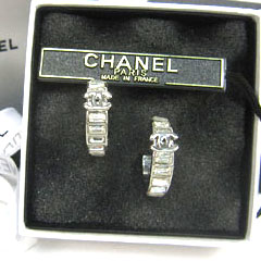 샤넬 사각링 귀걸이 은장