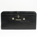 프라다 11FW 신상 리본 칼프스킨 똑딱이 지갑 블랙