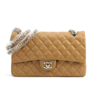 샤넬 램스킨 클래식 미듐 샌드 베이지 은장