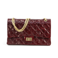 샤넬 빈티지 메탈릭 32cm 점보 칼프스킨 와인/금장