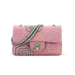 샤넬 램스킨 로즈자수 플랩숄더백 스몰 핑크