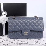 샤넬 클래식 램스킨 2.55백 미듐 그레이