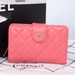 샤넬 램스킨 중지갑 핑크