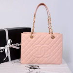 샤넬 그랜드샤핑 핑크/금장