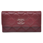 샤넬 똑딱이형 3단 지갑 빅스티치 와인