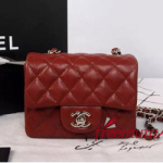 샤넬 미니 크로스백 캐비어 버건디 (싱글 스트랩)