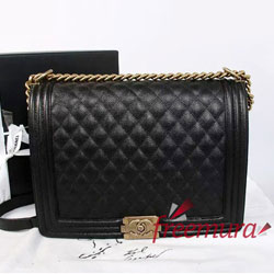 샤넬 보이백 캐비어 라지 블랙 엔틱골드