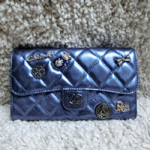 샤넬 빈티지 램스킨 3단장지갑 네이비