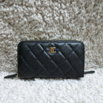 샤넬 캐비어 지퍼 3단 동전지갑 금장