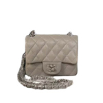 샤넬 캐비어  1115 미니 플랩백16cm 그레이/은장