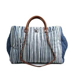  샤넬 15 LAGGE FRINGED DENIM SHOPPING TOTE   A92800