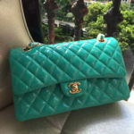 샤넬 페이던트 클래식 플랩백 에메랄드/금장