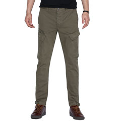 MSGM 15FW 사선 사이드포켓 밑단 벨크로 총알  카키 카고팬츠