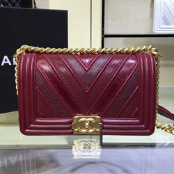 샤넬 16년 보이백 미듐 버건디