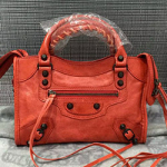 발렌시아가 미니 시티 소가죽 오렌지