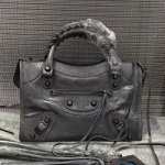 발렌시아가 미니 시티 소가죽 그레이