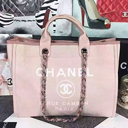 샤넬 캔버스 도빌백 라지 핑크