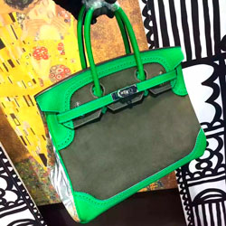 에르메스 오리지널 가죽 스웨이드 버킨 그린 35CM