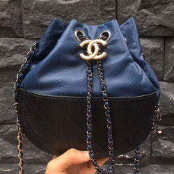 샤넬 램스킨 투톤 크로스백 네이비