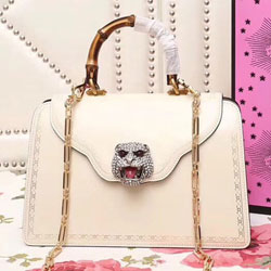 구찌 프린트 프레임 가죽  핸들 백 495881