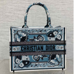 크리스찬디올 이중 자수 장식 패브릭 백 36cm